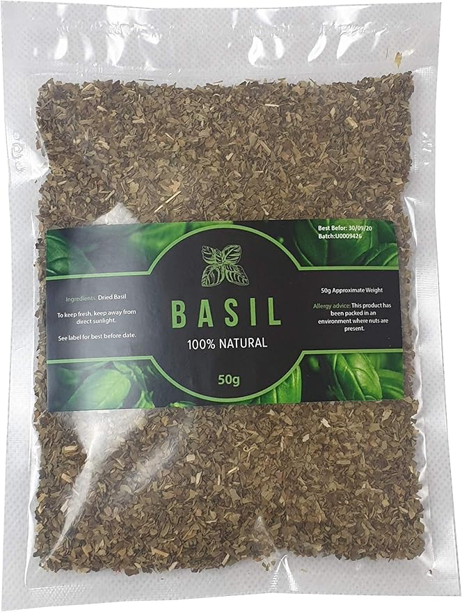 Hojas de Albahaca Seca 50g - 100% Natural - Hierbas y Especias Premium